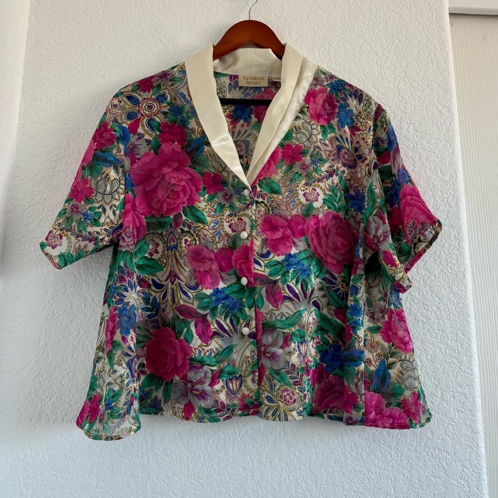 Vintage Victoria's Secret Gold Label Floral Blouse